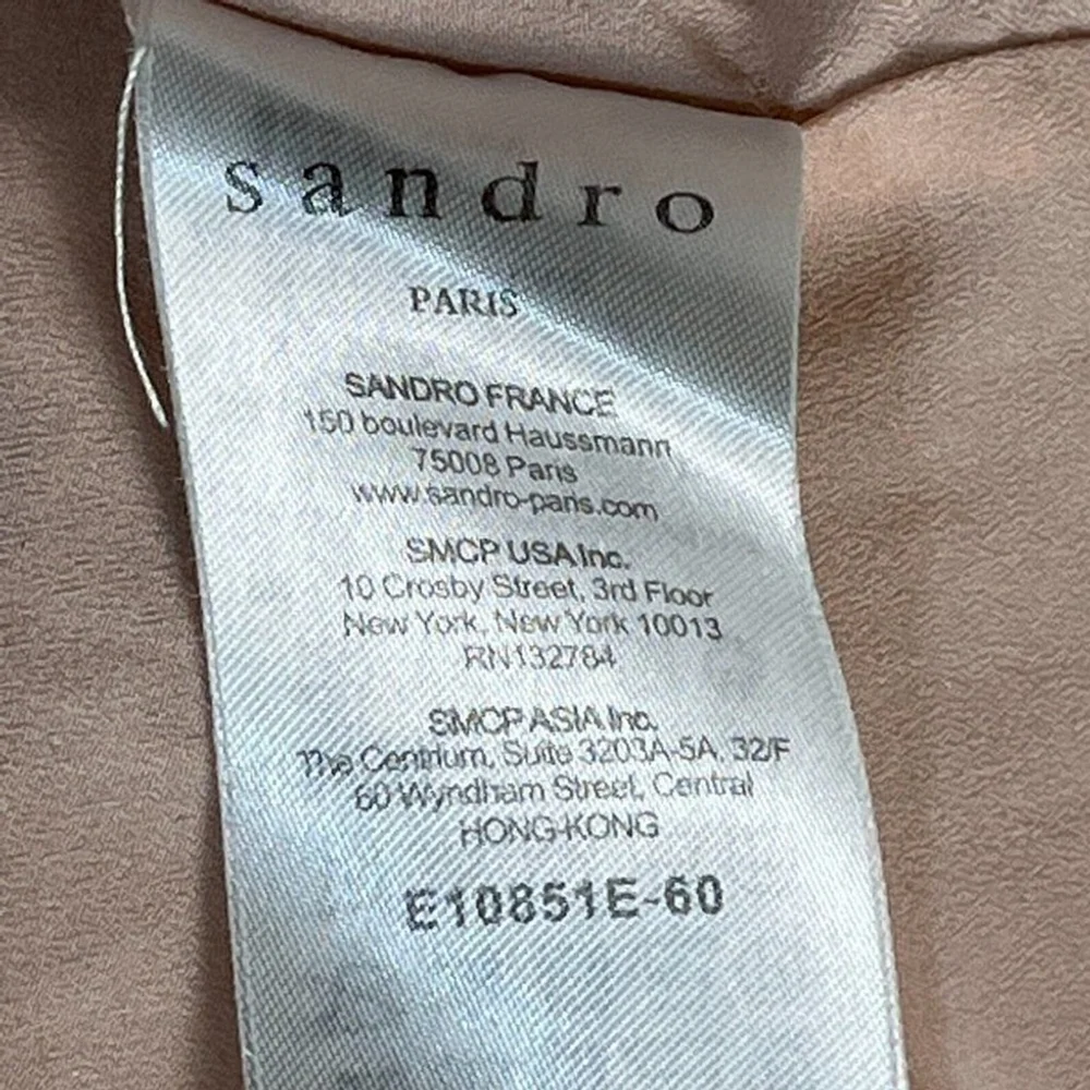 Sandro Paris Manureva Dress Women's Small Pink Floral Laser Cut Crochet Side Zip - Picture 11 of 16